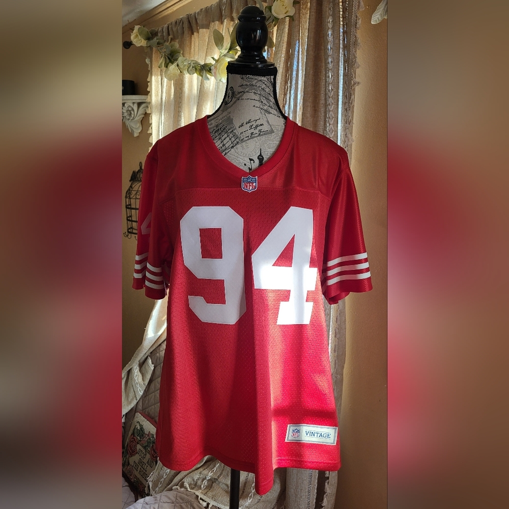 NFL Vintage Red Jersey with Blue Logo